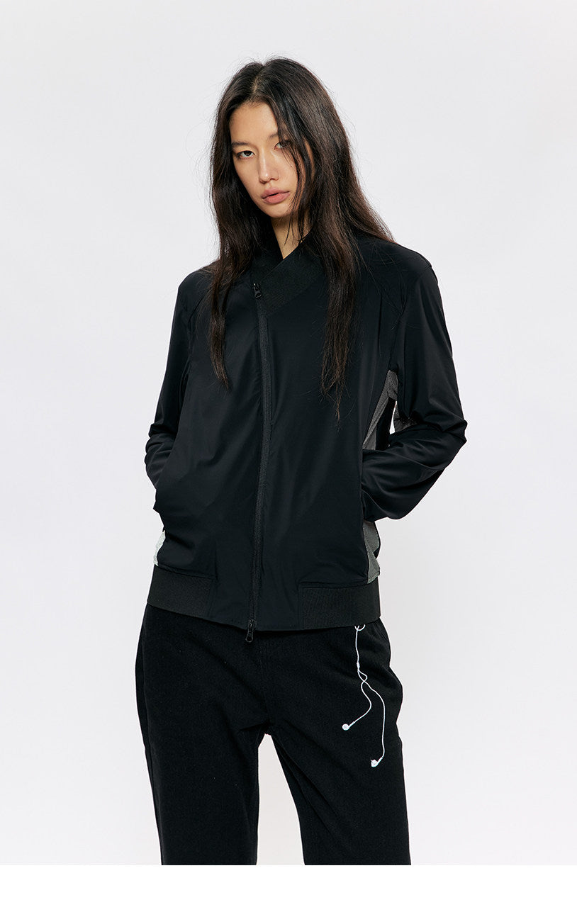Diagonal Zipper Slim-Fit Jacket