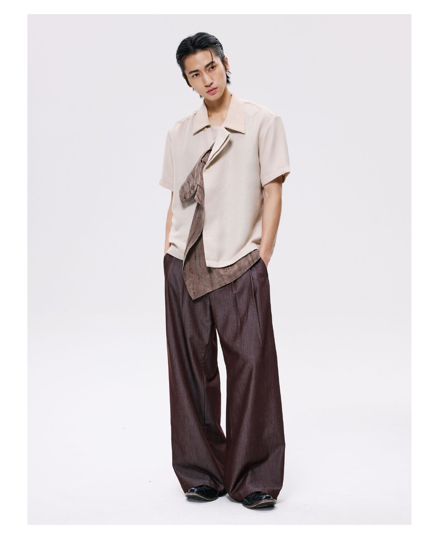 Draped Straight-Leg Pants