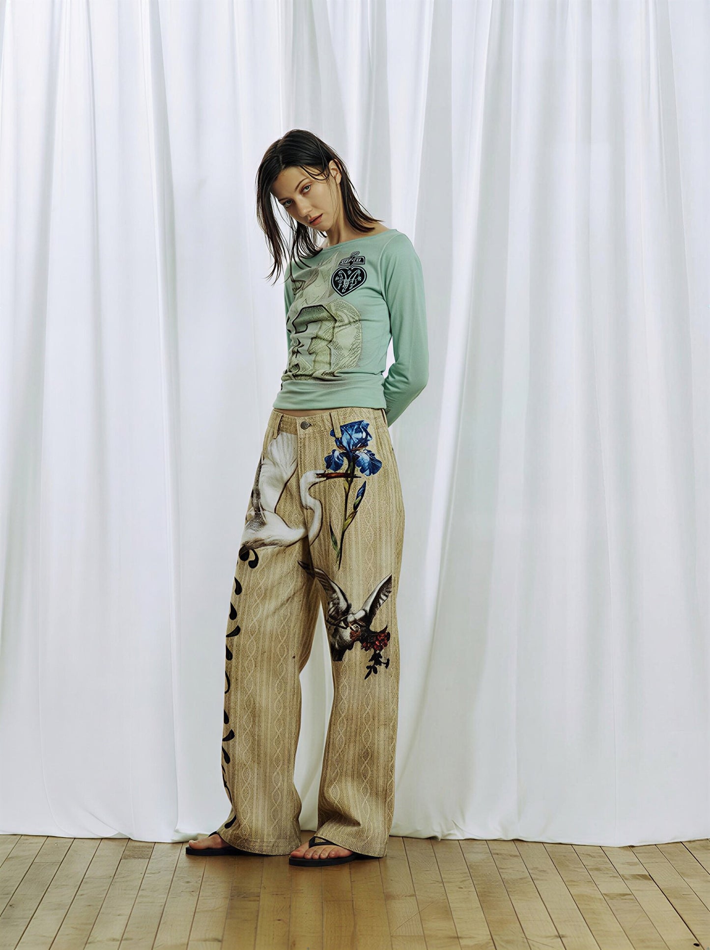 3D-Printed Denim Casual Pants