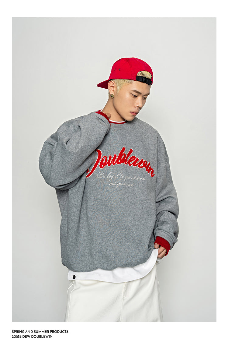 Embroidered Round Neck Sweatshirt