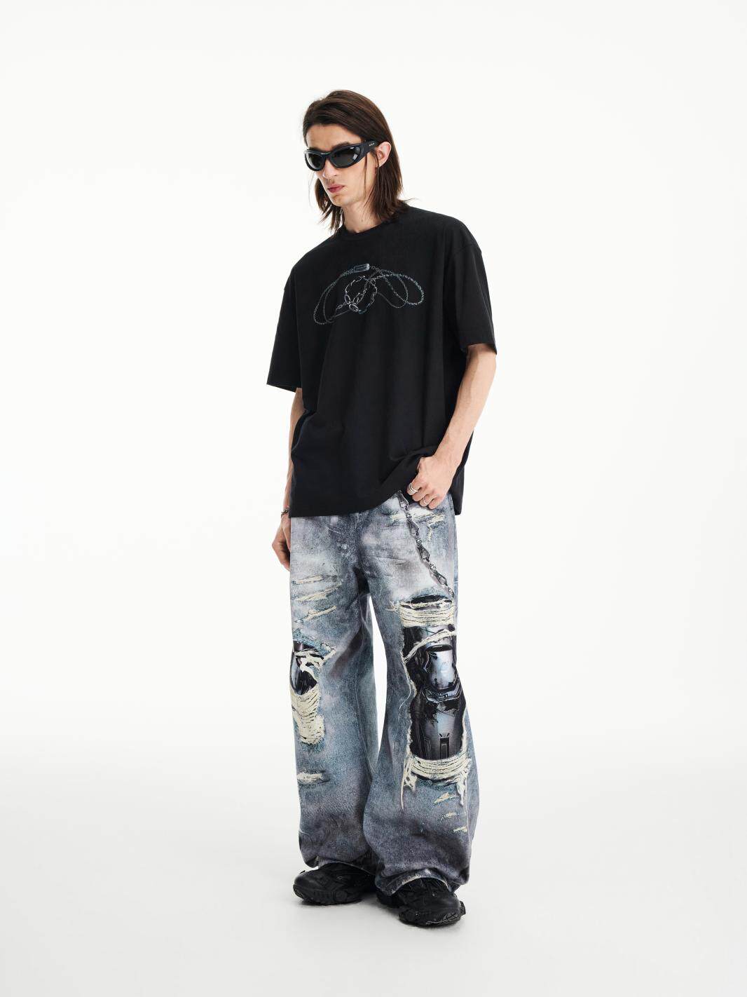 Printed Loose-Fit Round-Neck T-Shirt