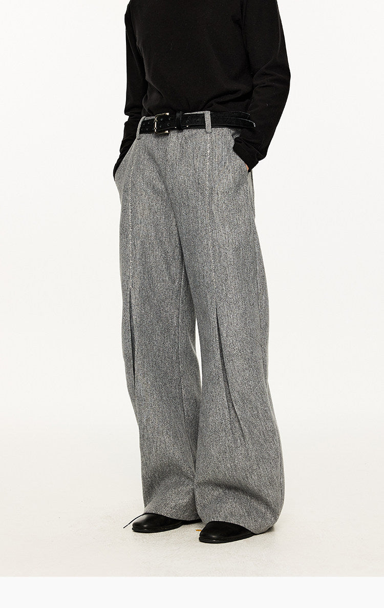 Hand-stitched embroidery wool pants