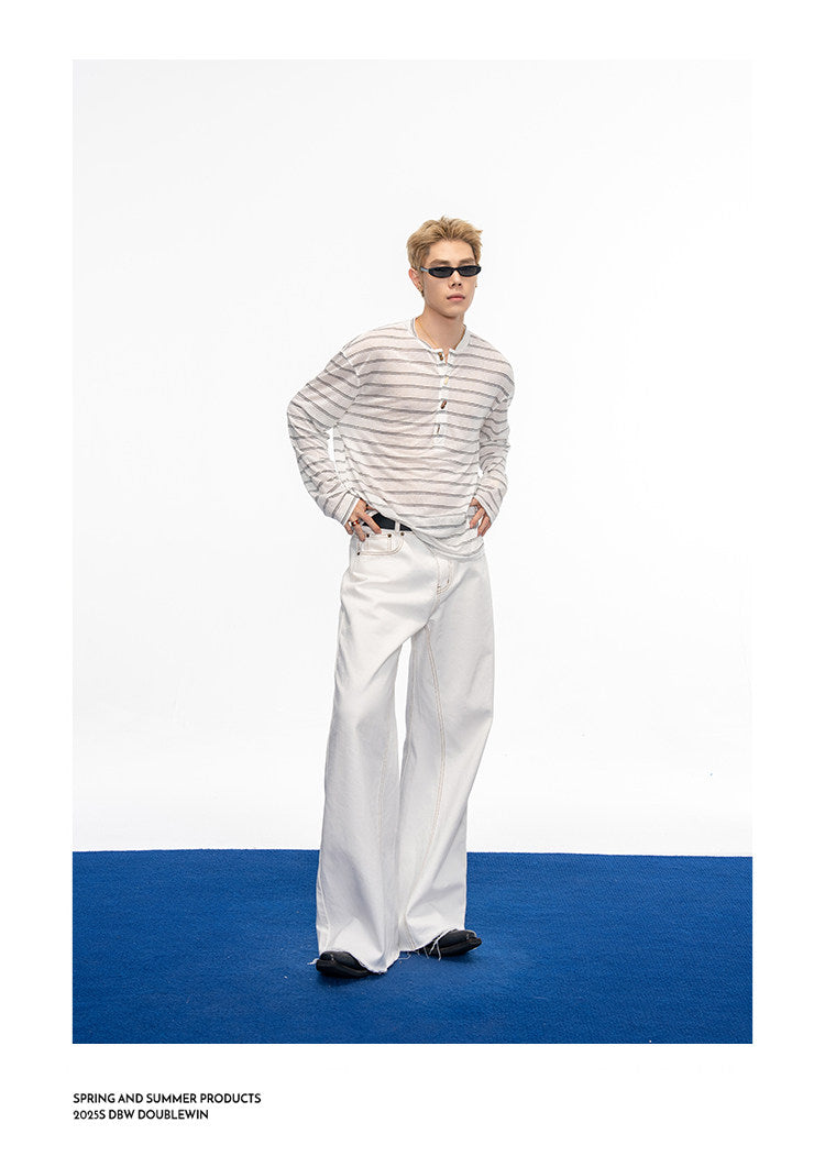 Striped Henley-Neck T-Shirt