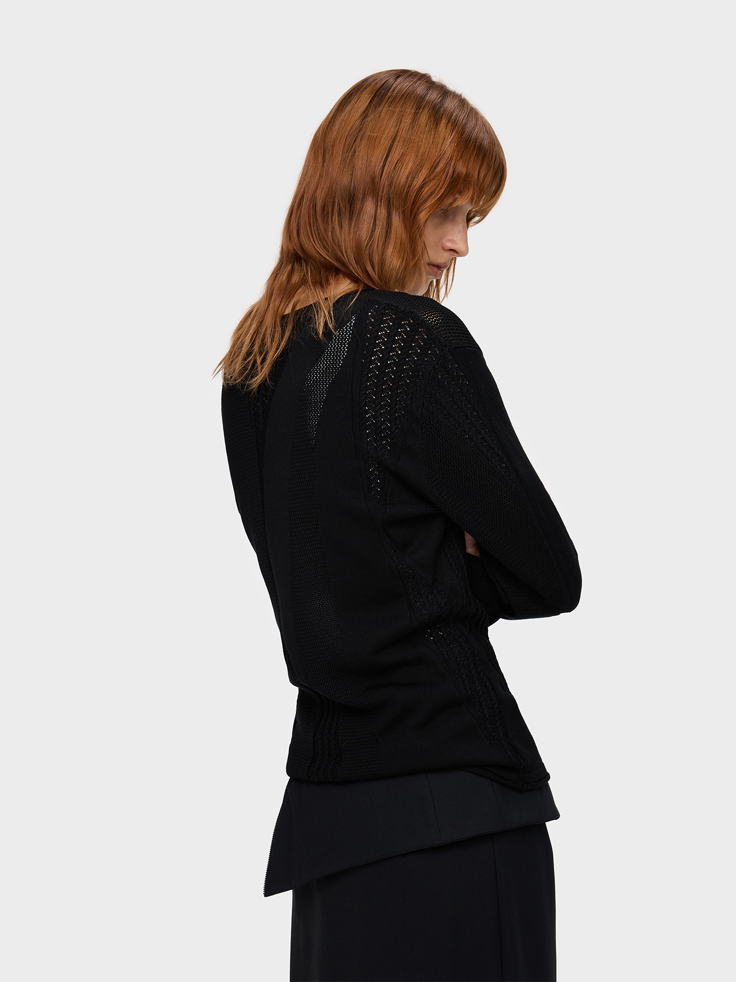 Round-Neck Rolled-Edge Knit Shirt
