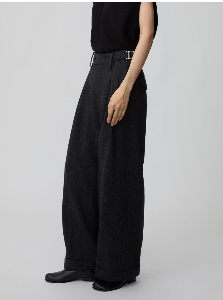 Adjustable Waist Pleated Casual Pants