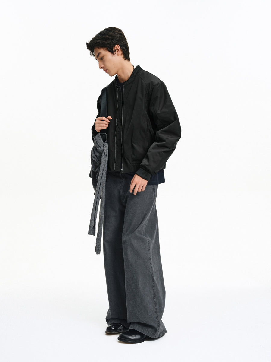 Faded Finish Wide-Leg Casual Pants