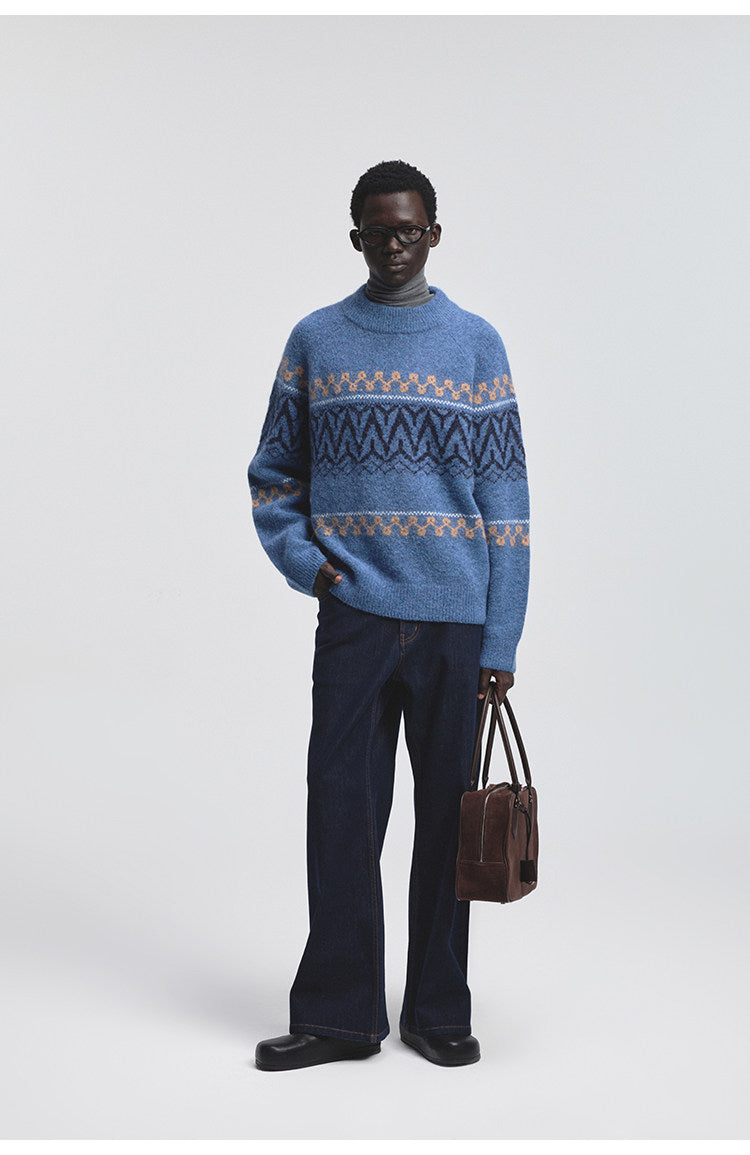 Wide Crew Neck Raglan Sleeve Knit