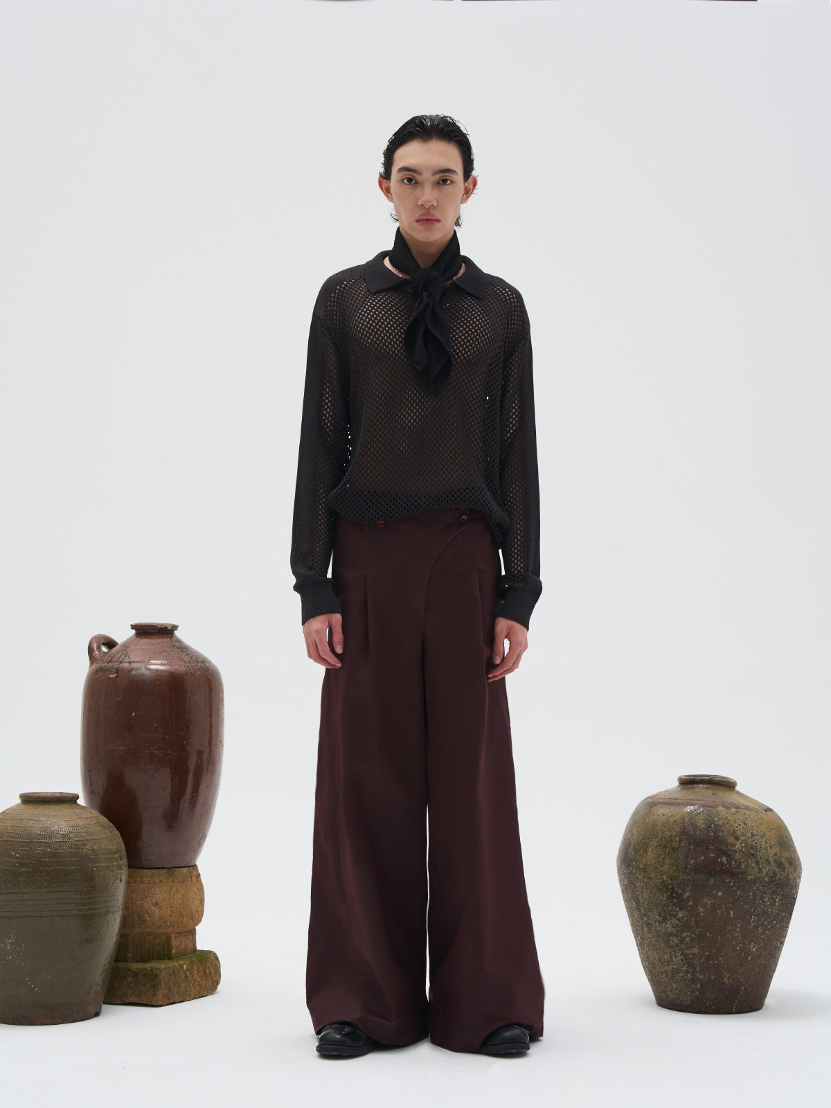 Pleated wide pants