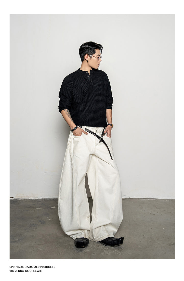 Lazy Waffle Henley Collar Sweater