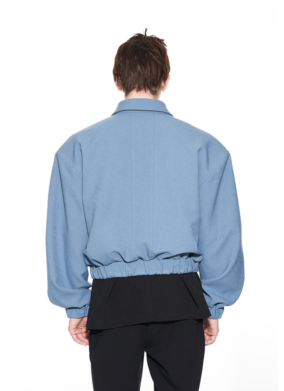Lapel textured geometric design short jacket 