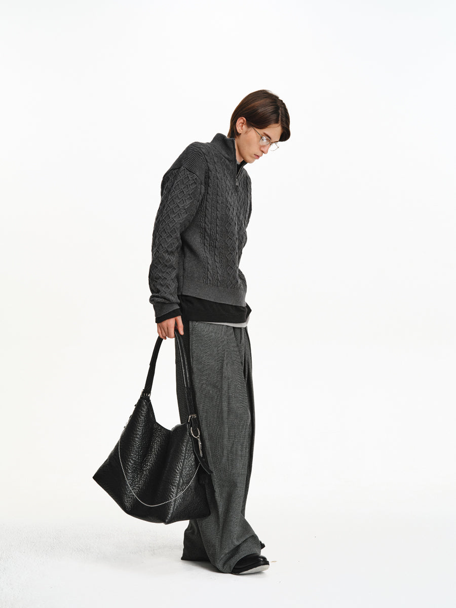 Stand Collar Half-Zip Sweater