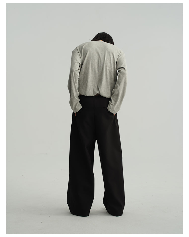 Curved Loose Straight Pants