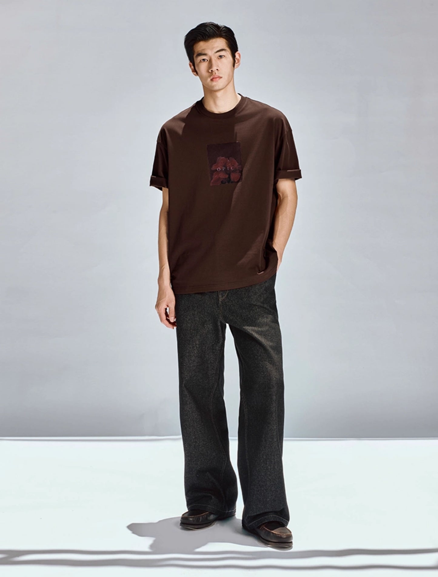 Floral print loose round neck T-shirt