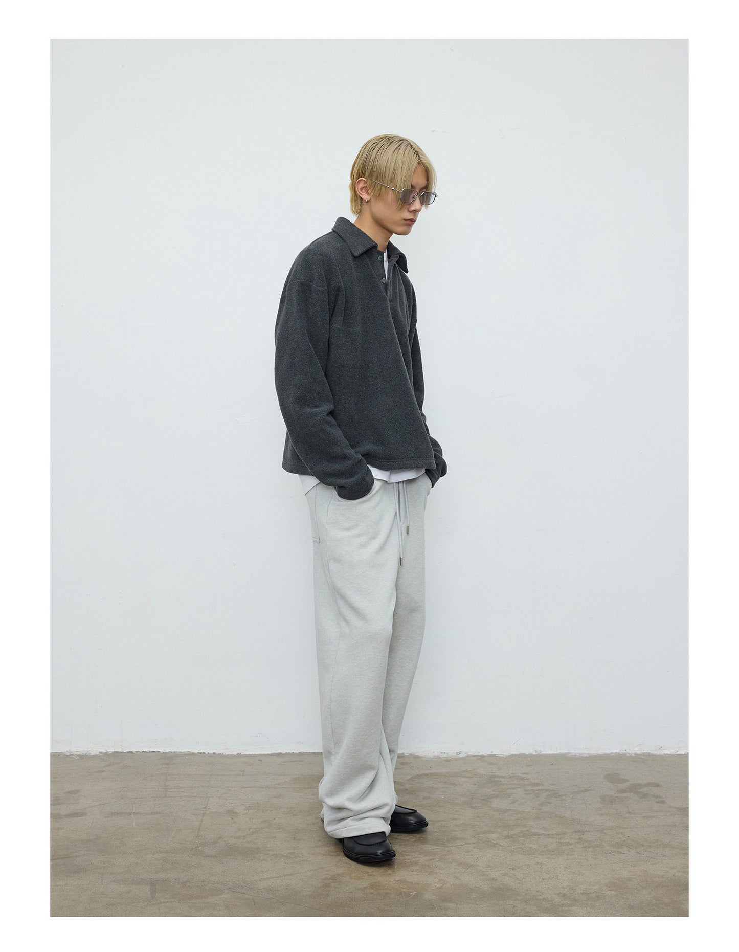 Double-sided fleece collar polo shirt