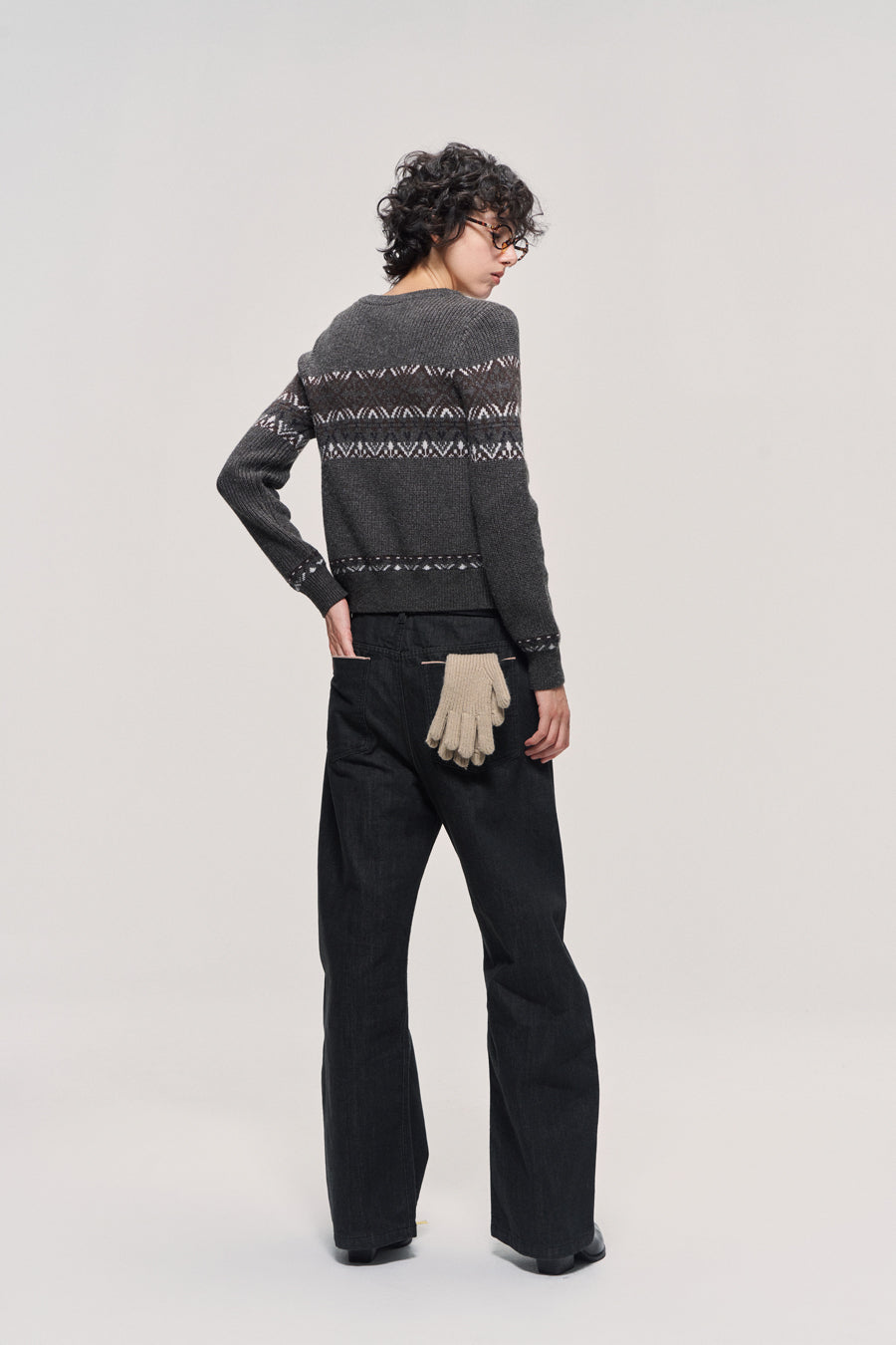 Jacquard wool blend cardigan