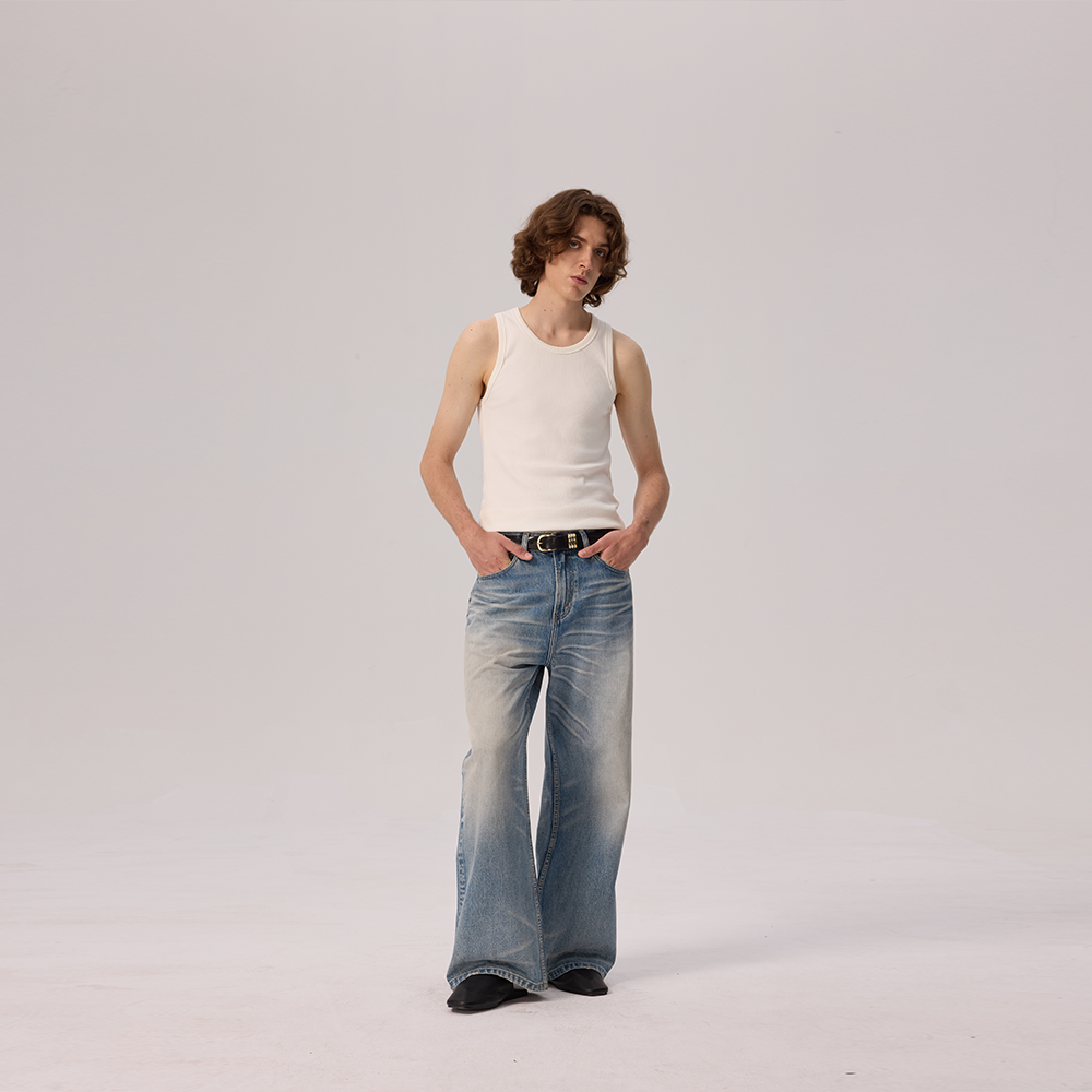 Light Blue Damaged Washed Jeans