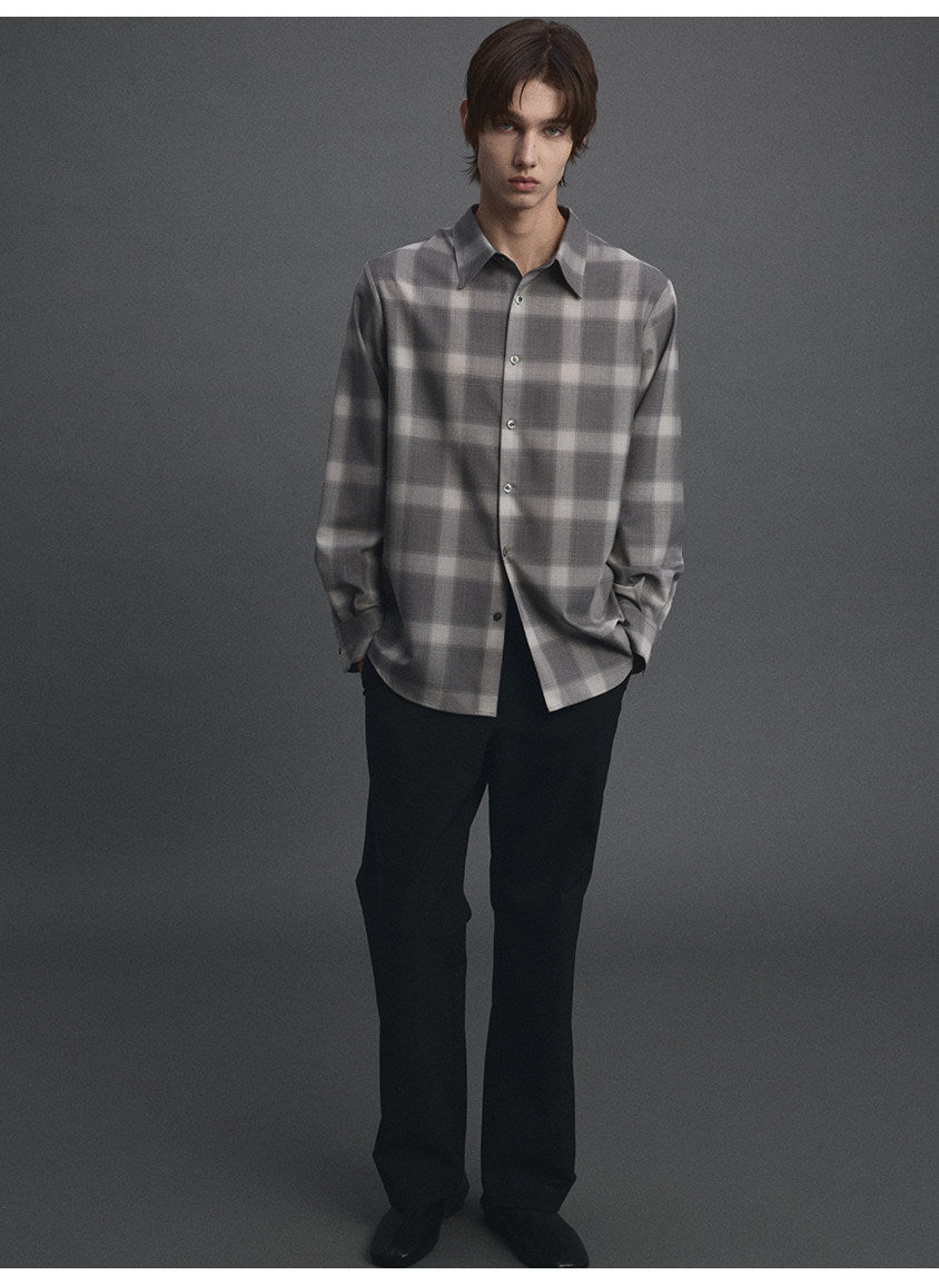 Worsted Wool Checkered Shirt