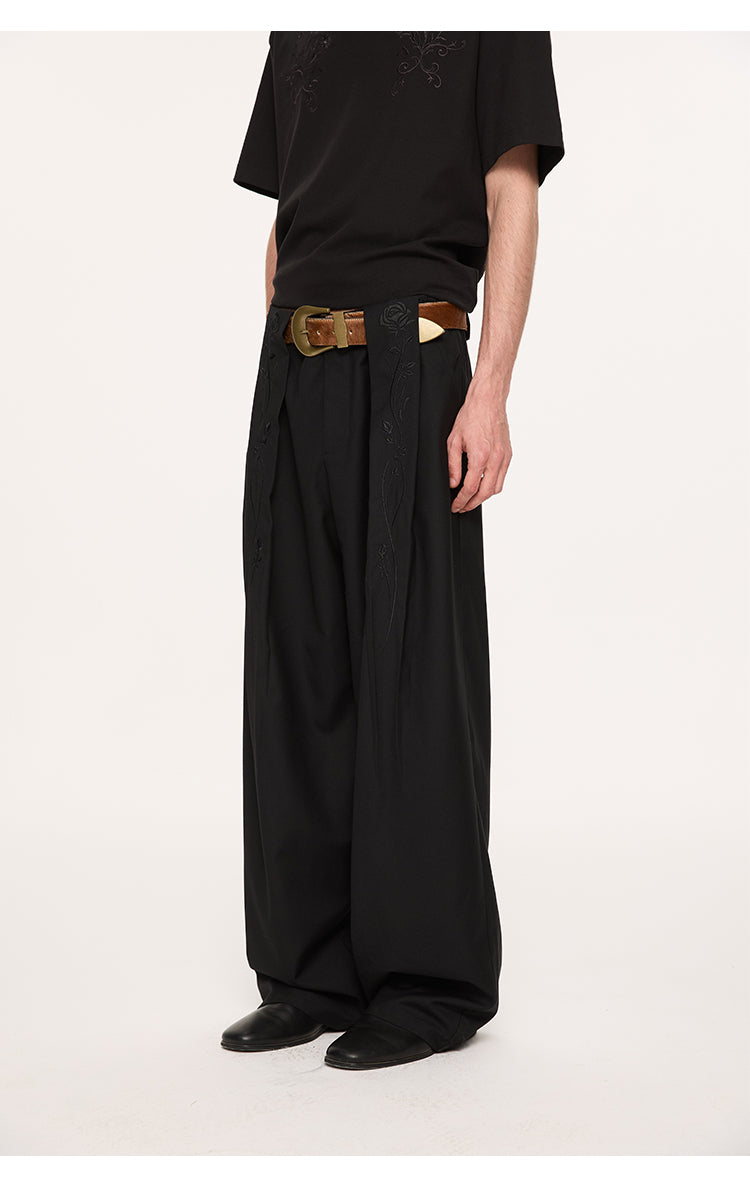 Draped straight casual pants