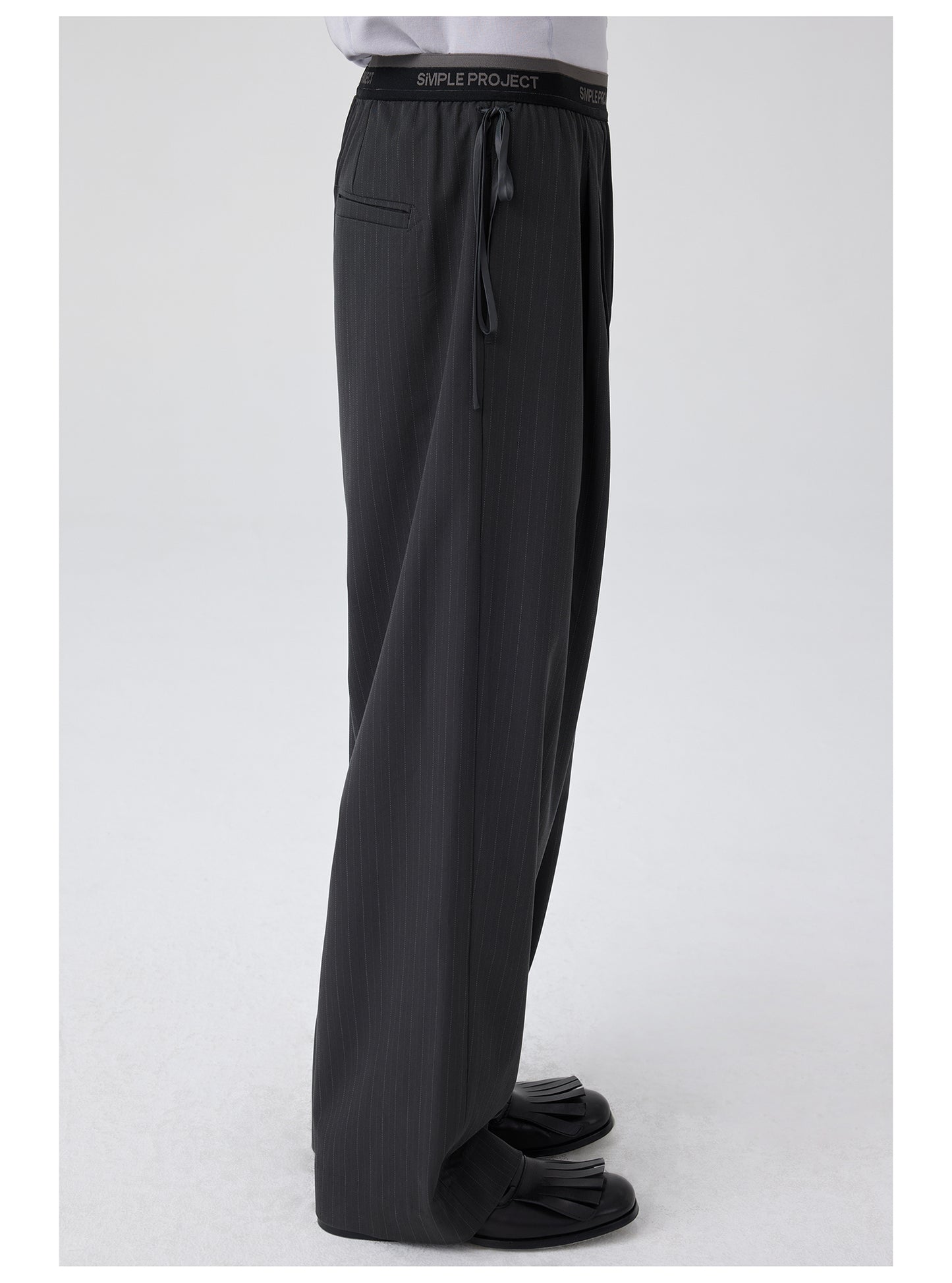 Logo Waistband Pleated Pants