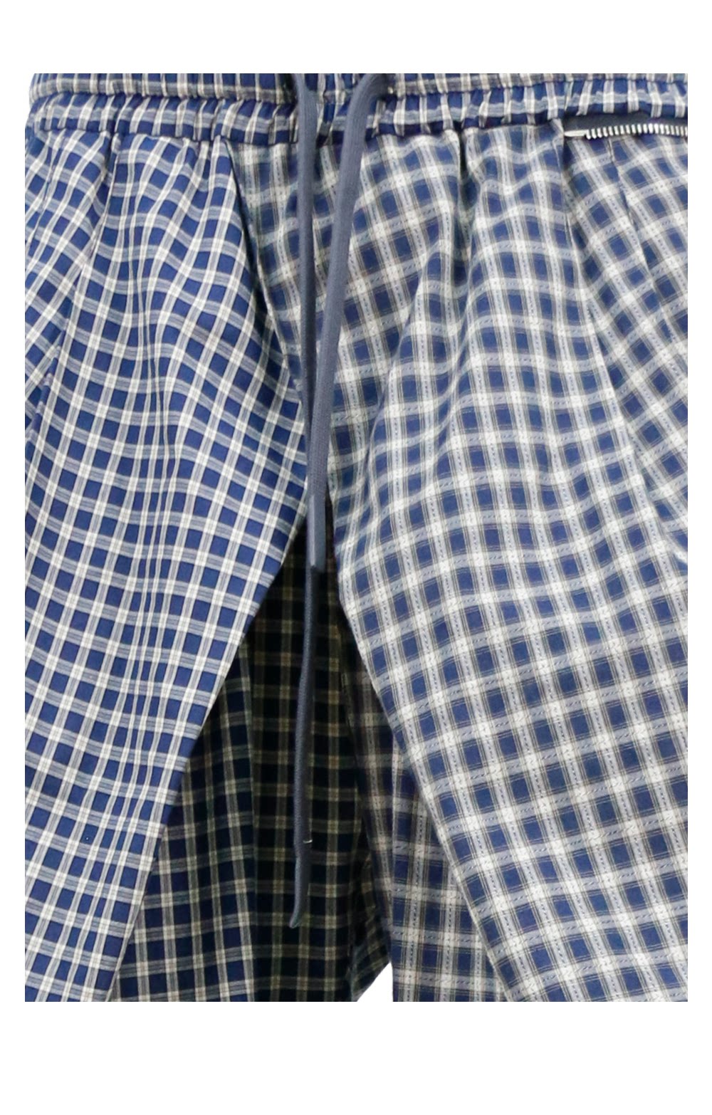 Asymmetrical Cross-Check Ripple-Pleated Casual Pants