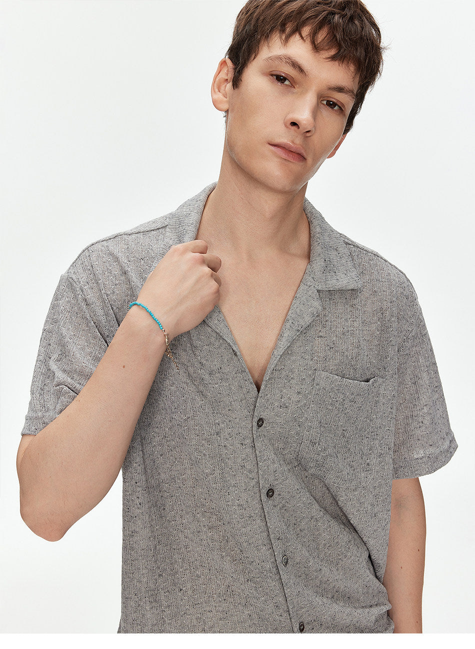 Cuban-Collar Sheer Shirt