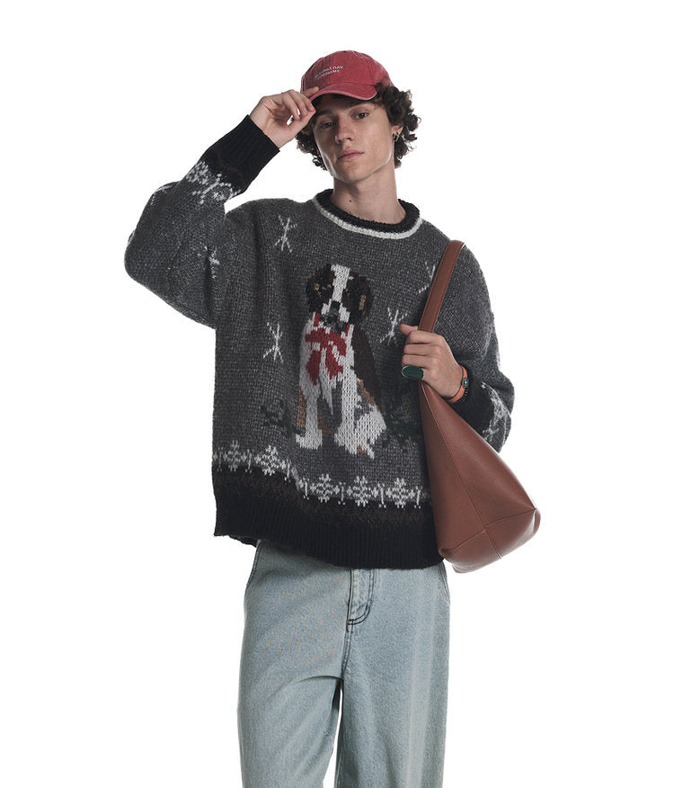 Jacquard Crew Neck Sweater