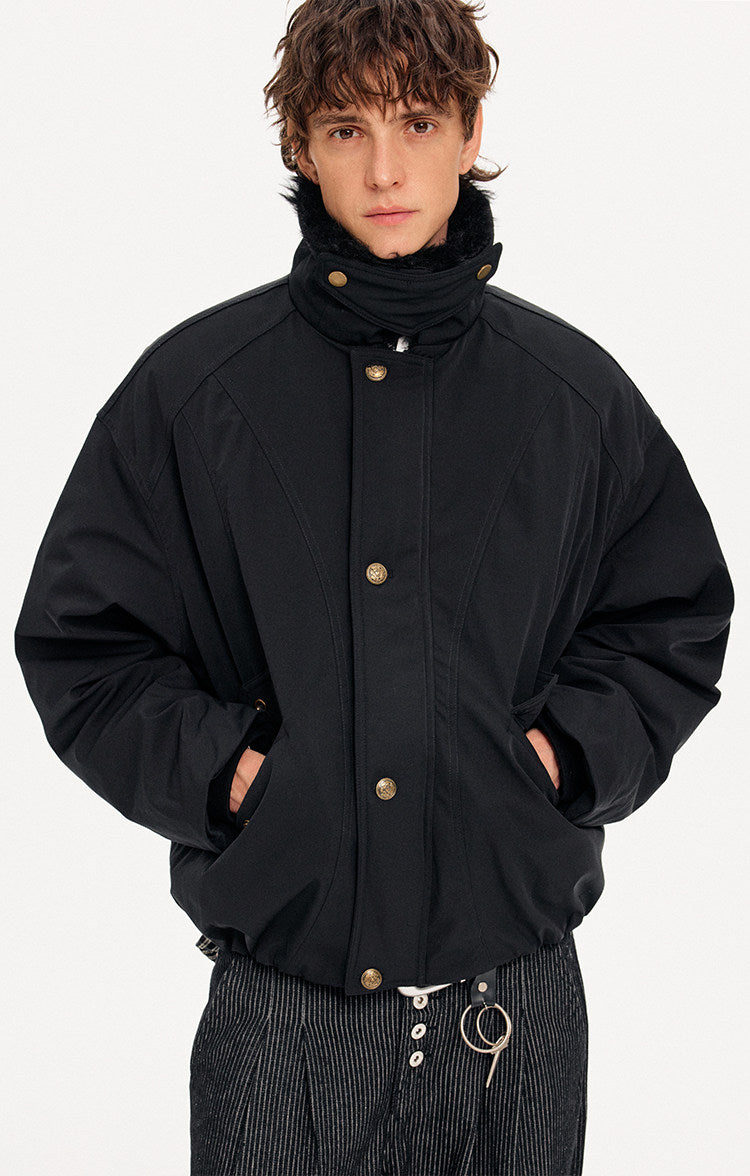 Unisex Loose-Fit Fur Collar Jacket