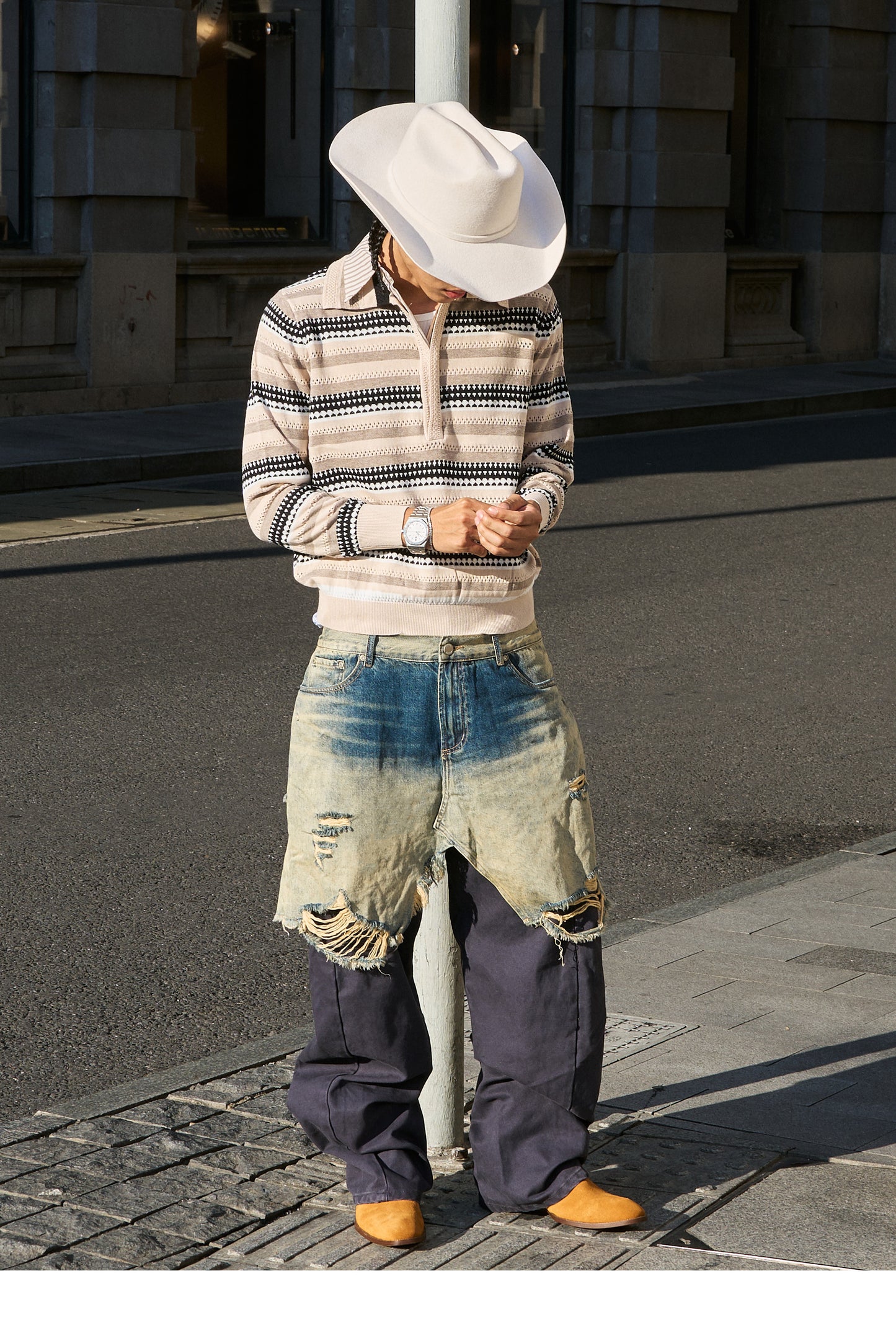 Fake Two-Piece Lapel Knit