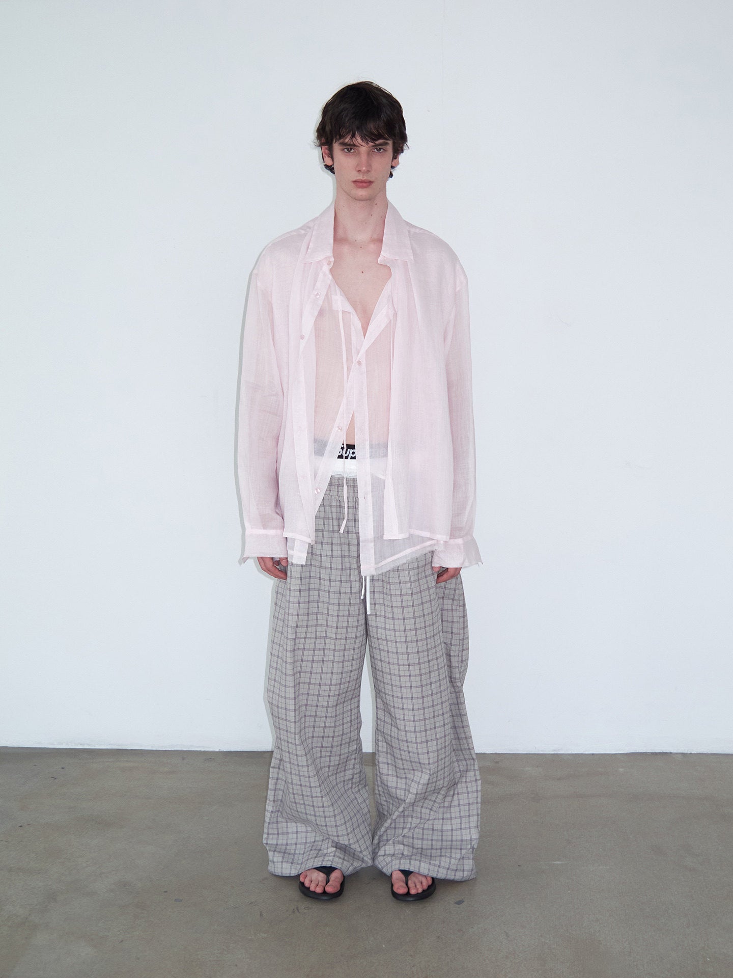 Faux Two-Piece Sheer Shirt