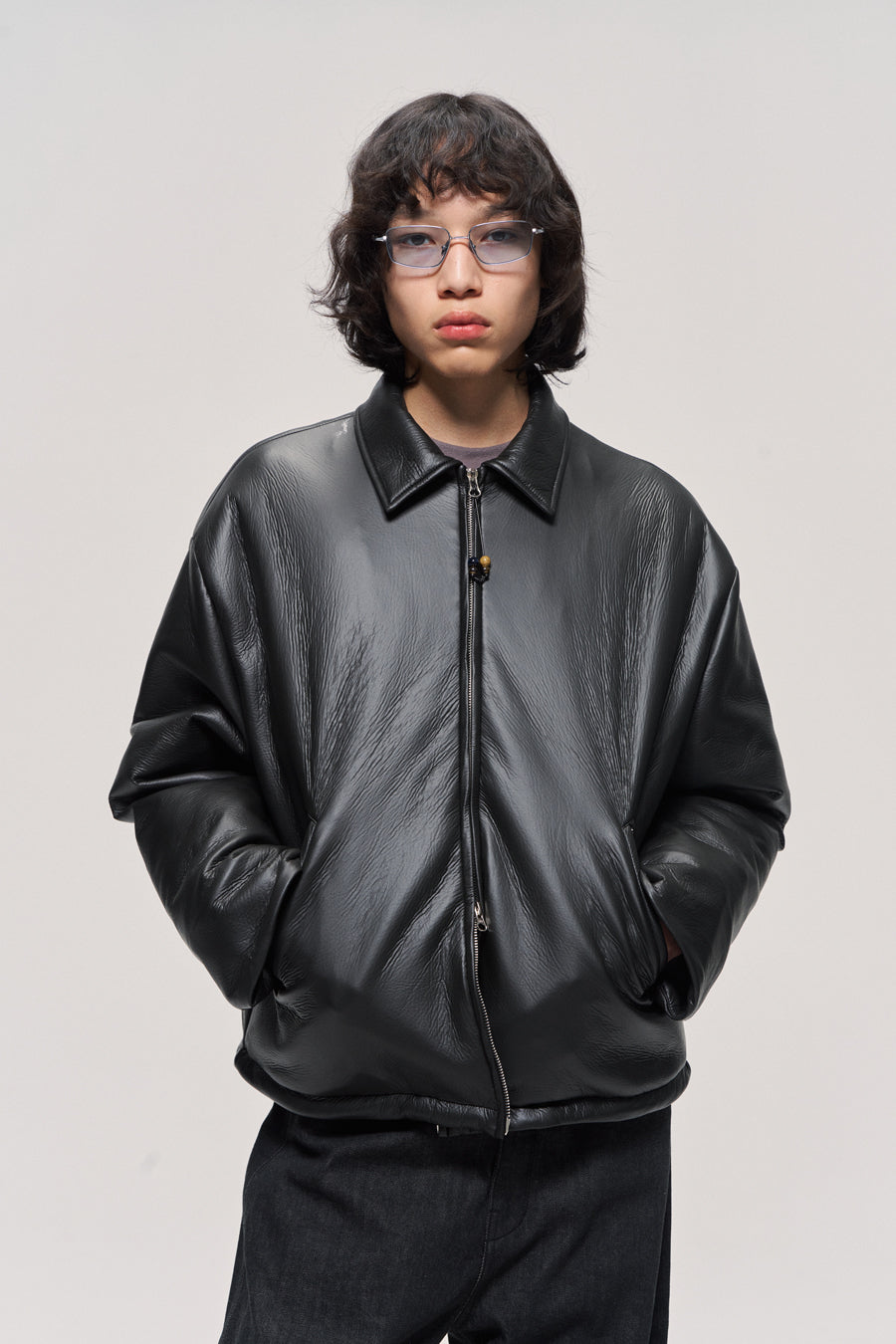 Thick leather jacket