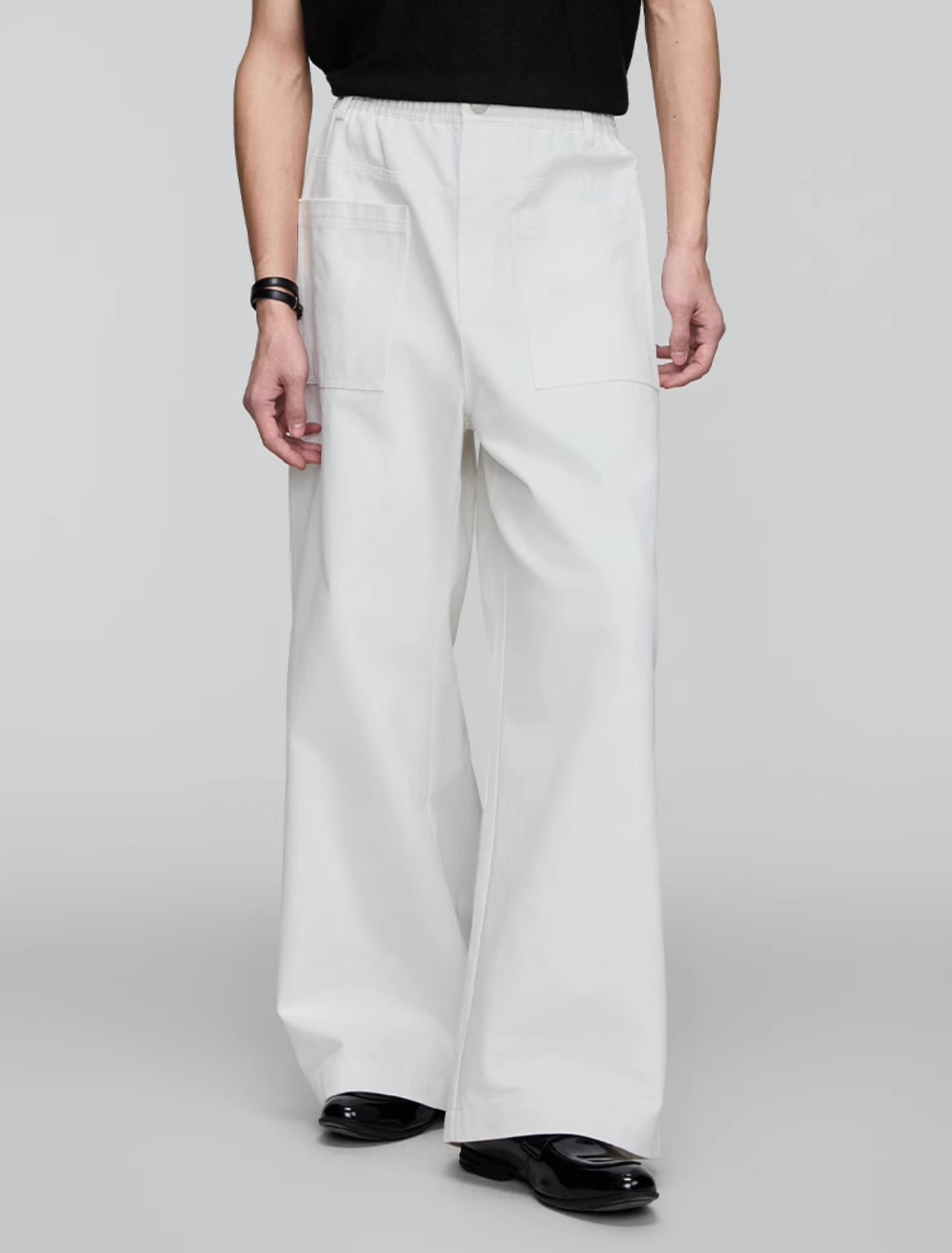 Elastic Waist Wide Leg Casual Pants
