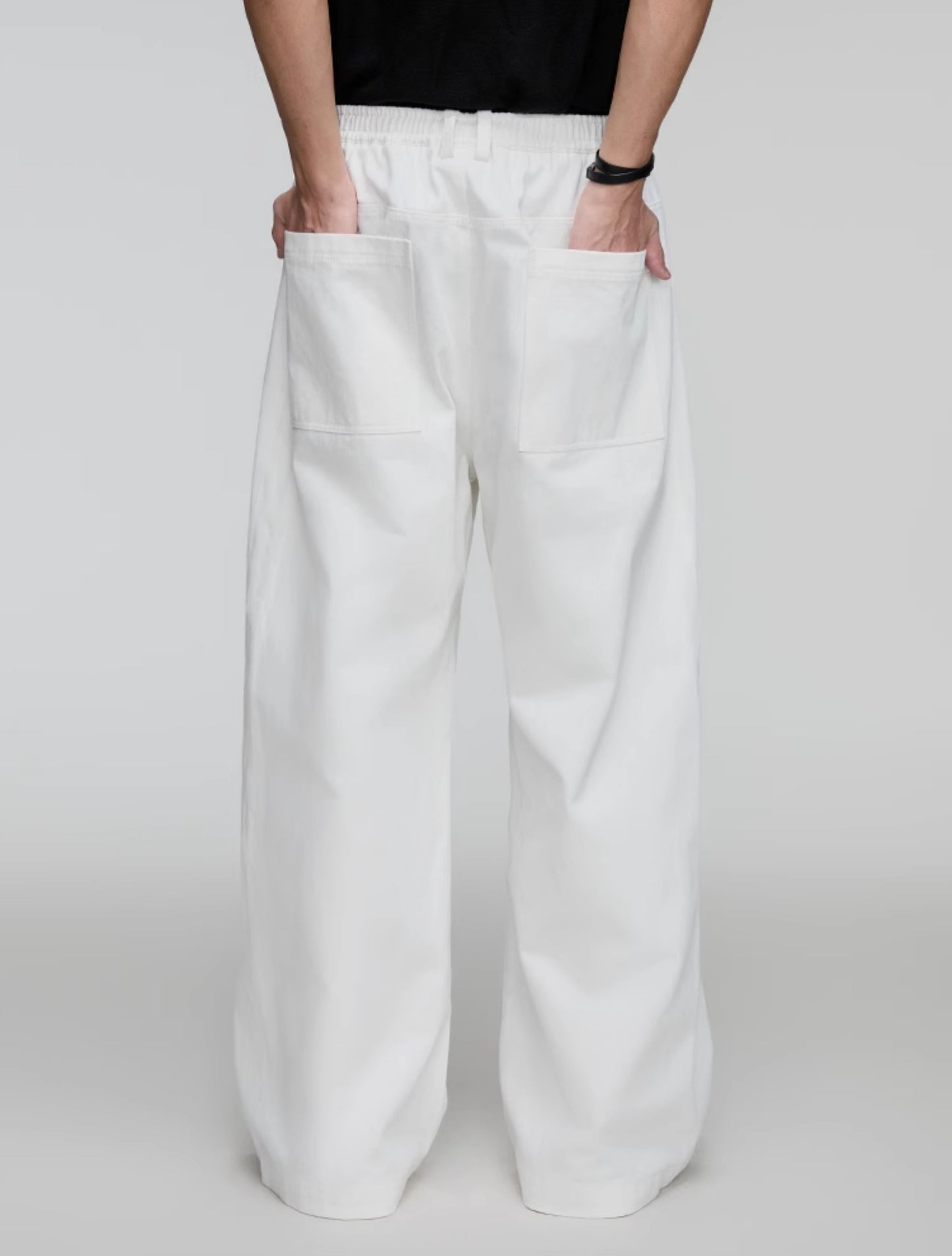 Elastic Waist Wide Leg Casual Pants