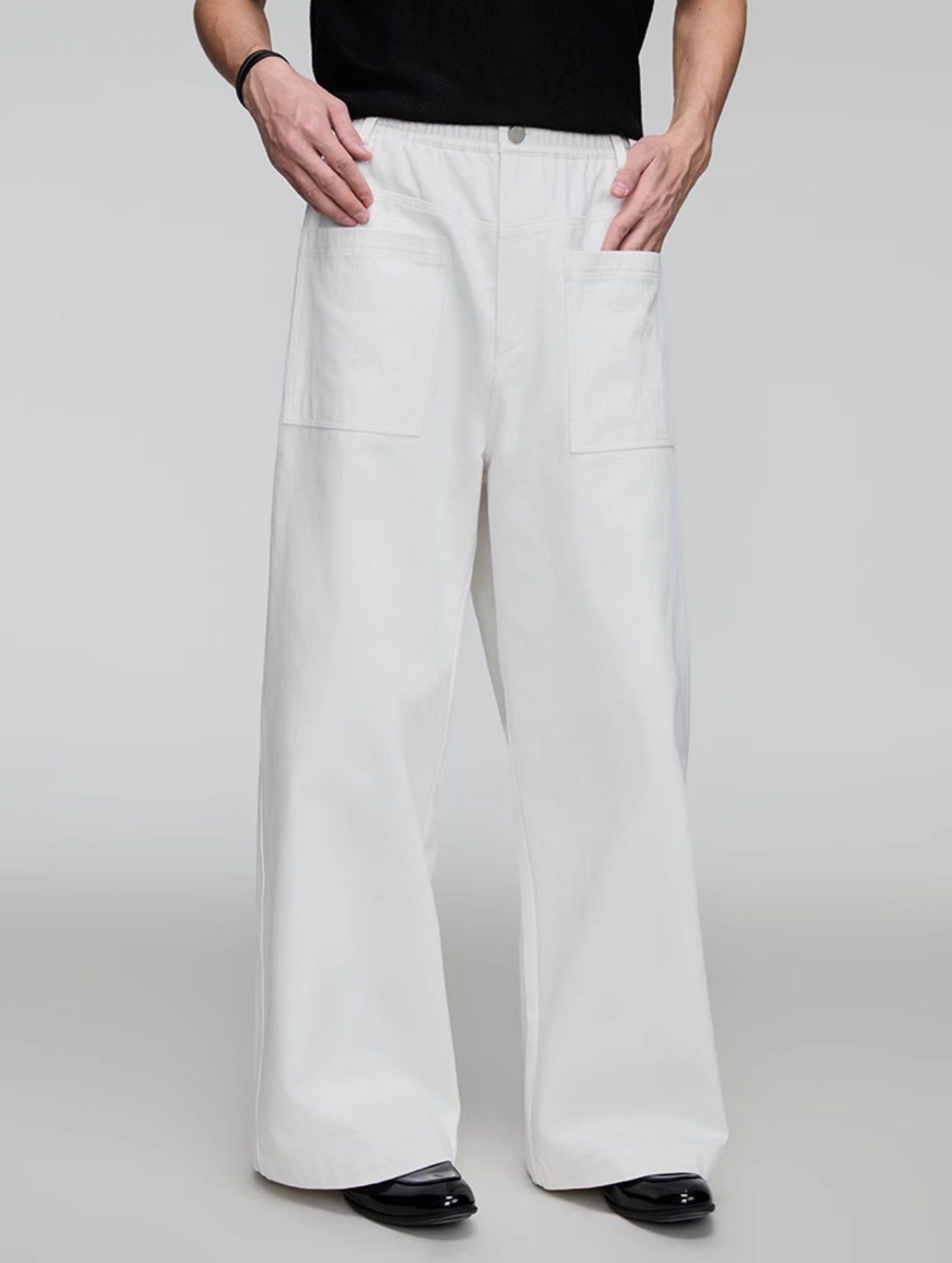 Elastic Waist Wide Leg Casual Pants