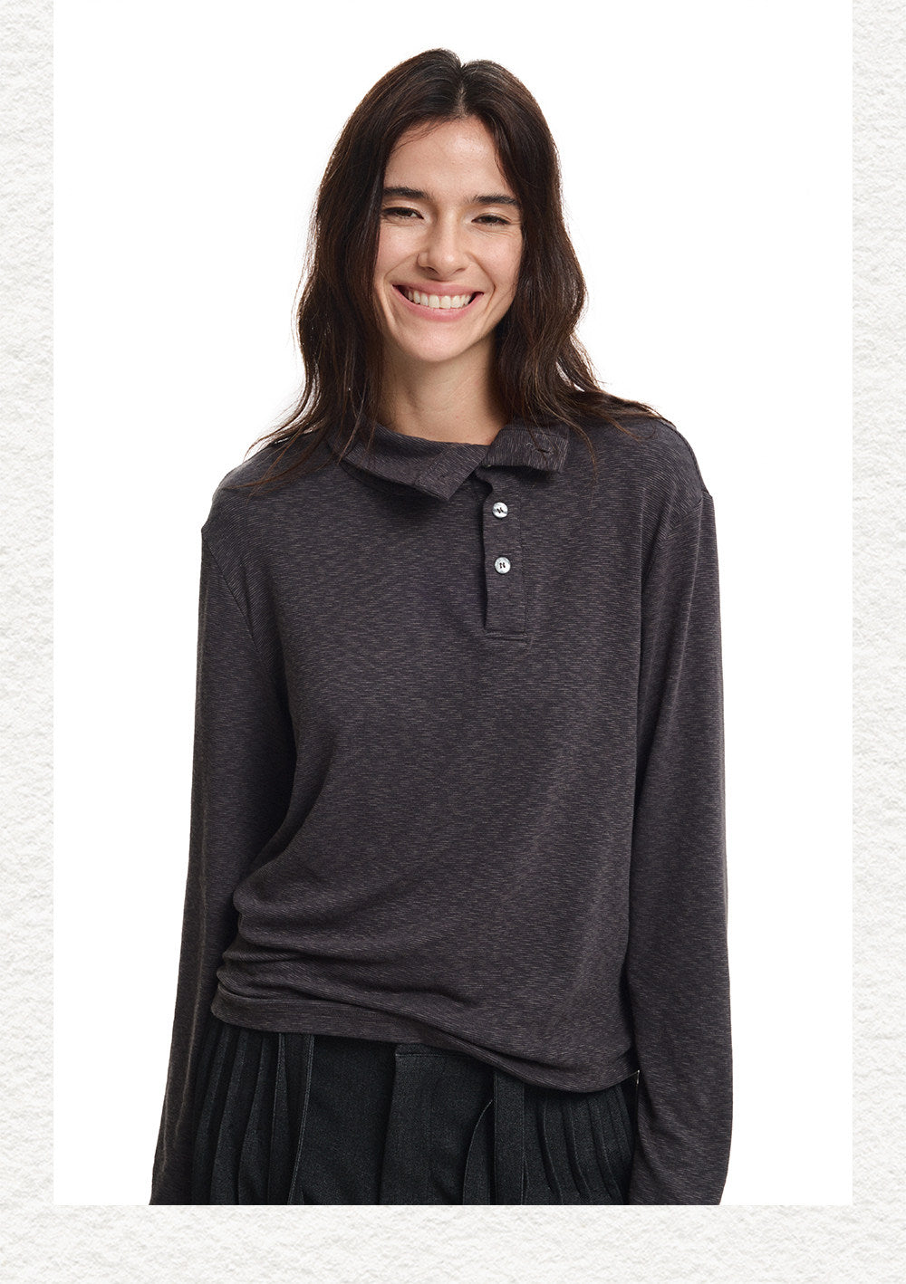 Henry Diagonal Collar  Stretch T-Shirt