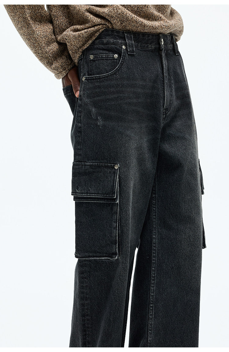 Distressed Washed Denim Pants