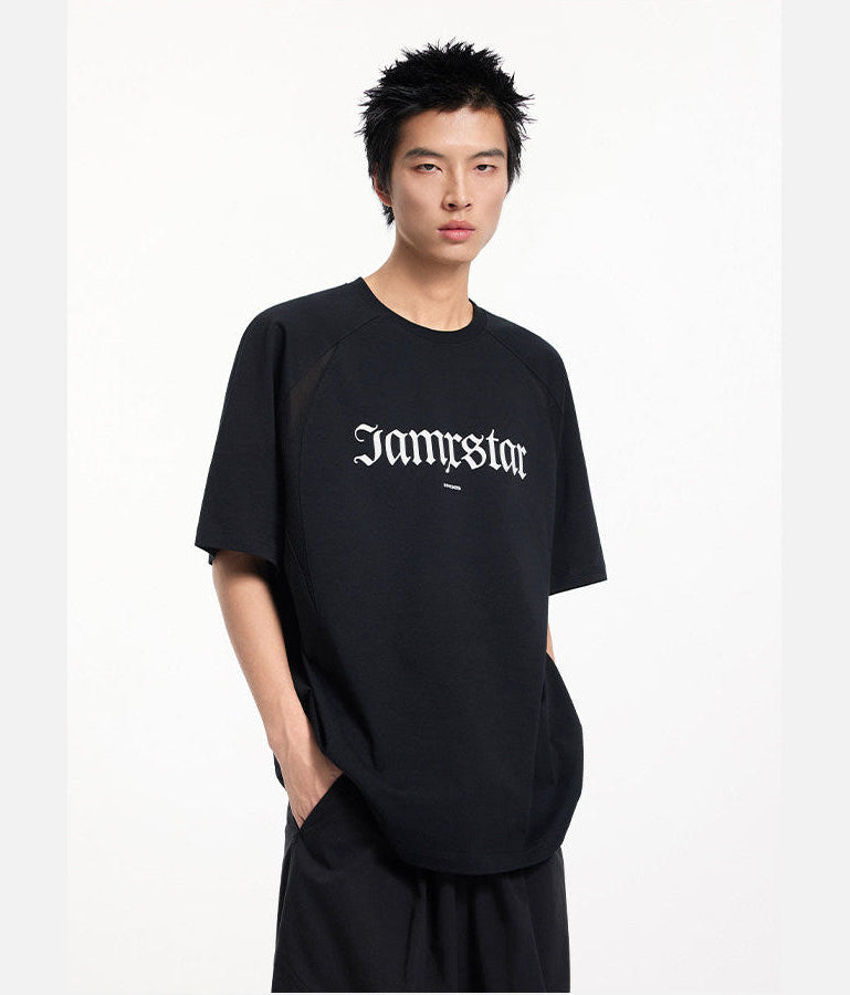 Sports-Style Mesh Patchwork T-Shirt