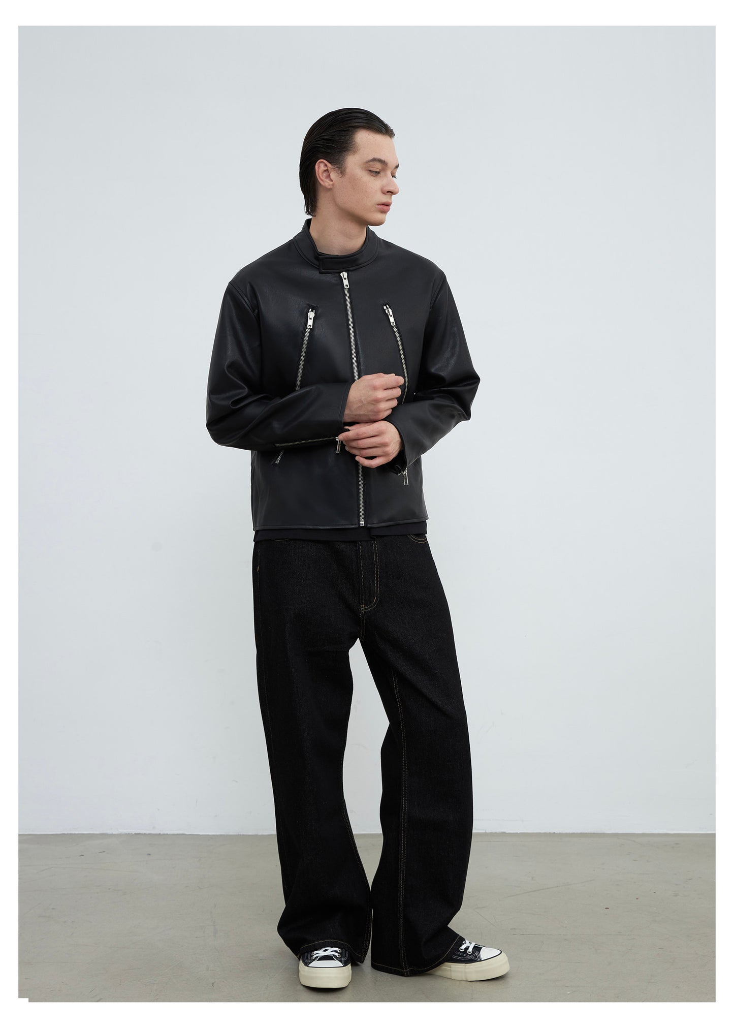 Faux Lambskin Multi-Zip Jacket