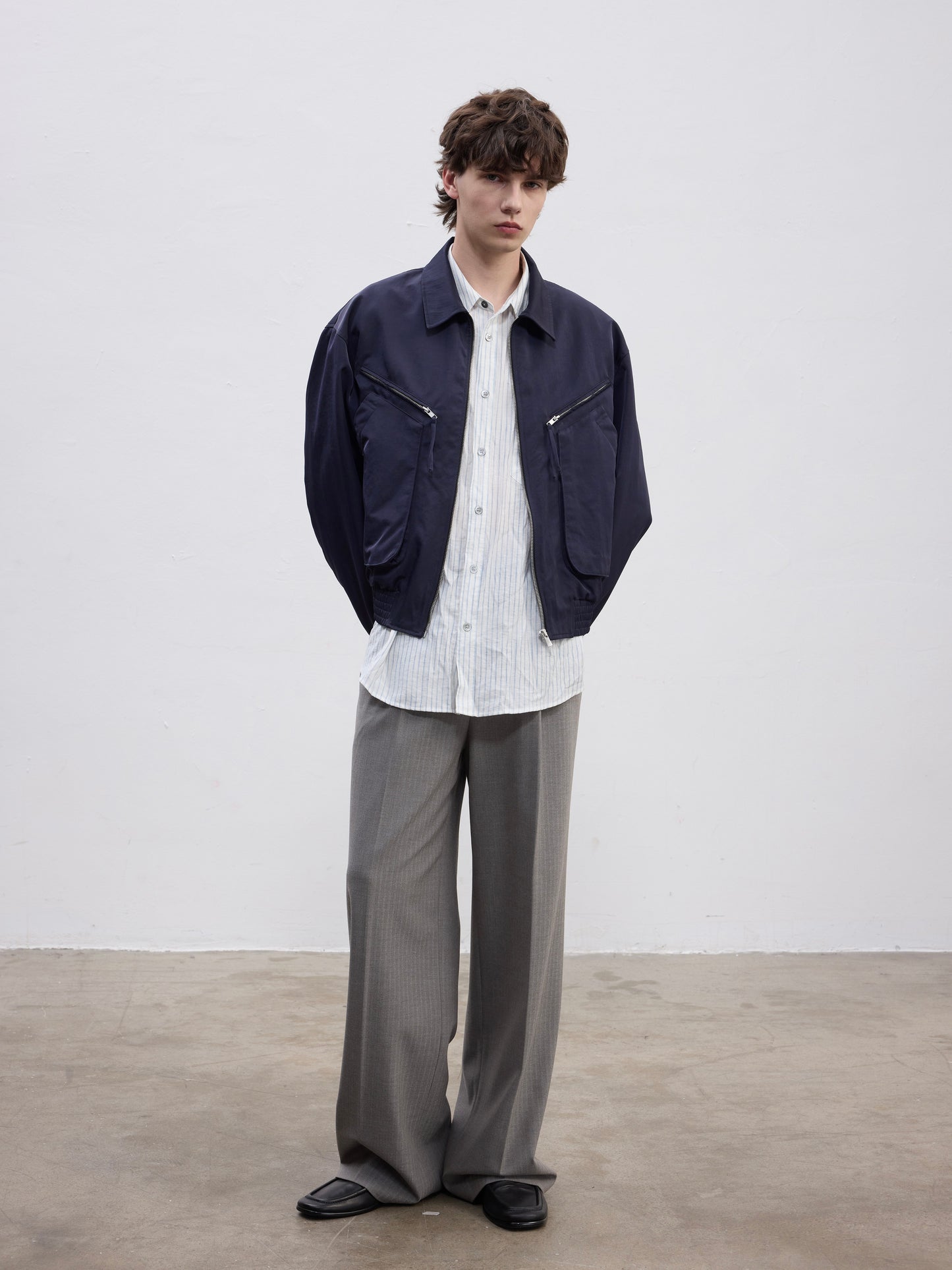 Striped Pleated Casual Pants