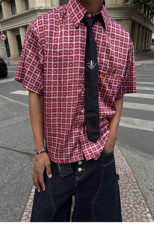 Short wide box lapel shirt