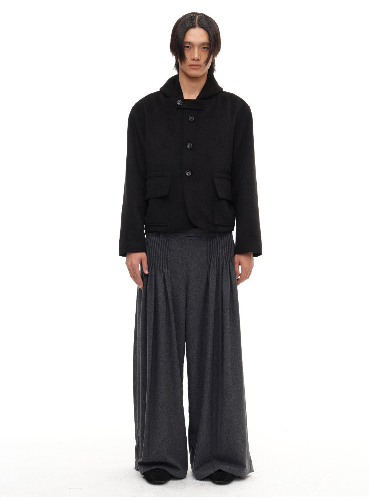 Wool jacket with hood