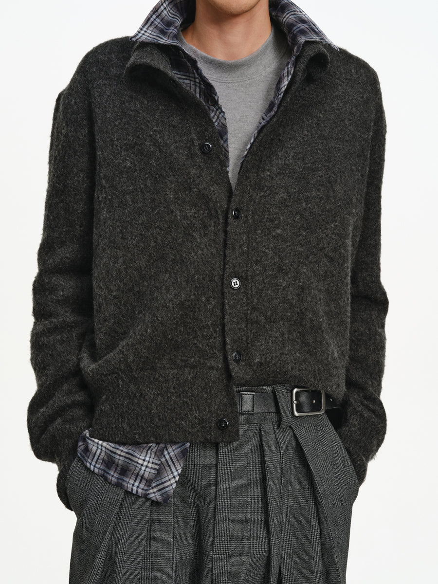 Two-Tone Wool Blend Cardigan