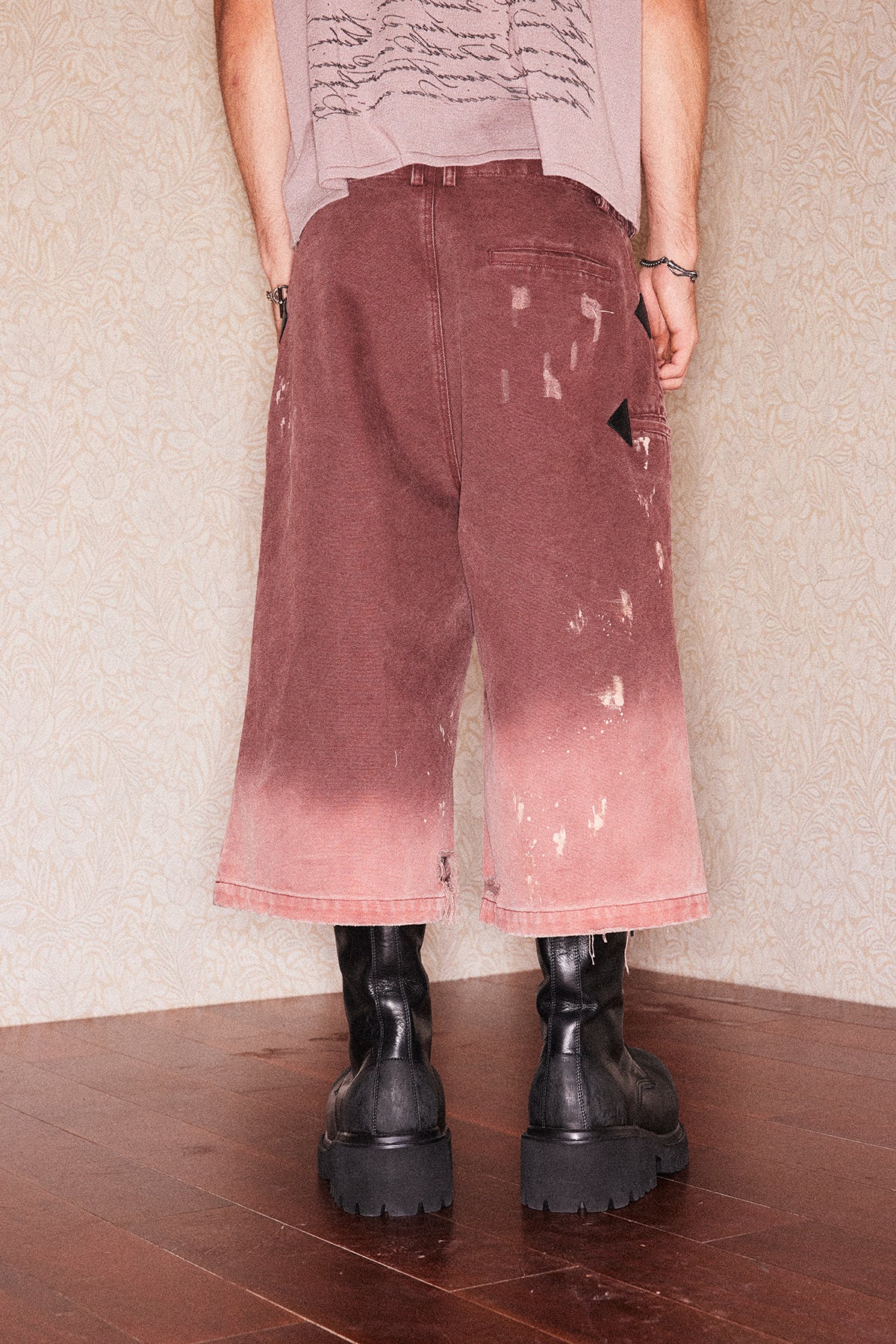 Washed cropped shorts