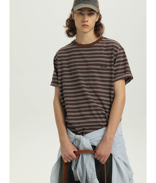 Striped Pocket Loose T-Shirt