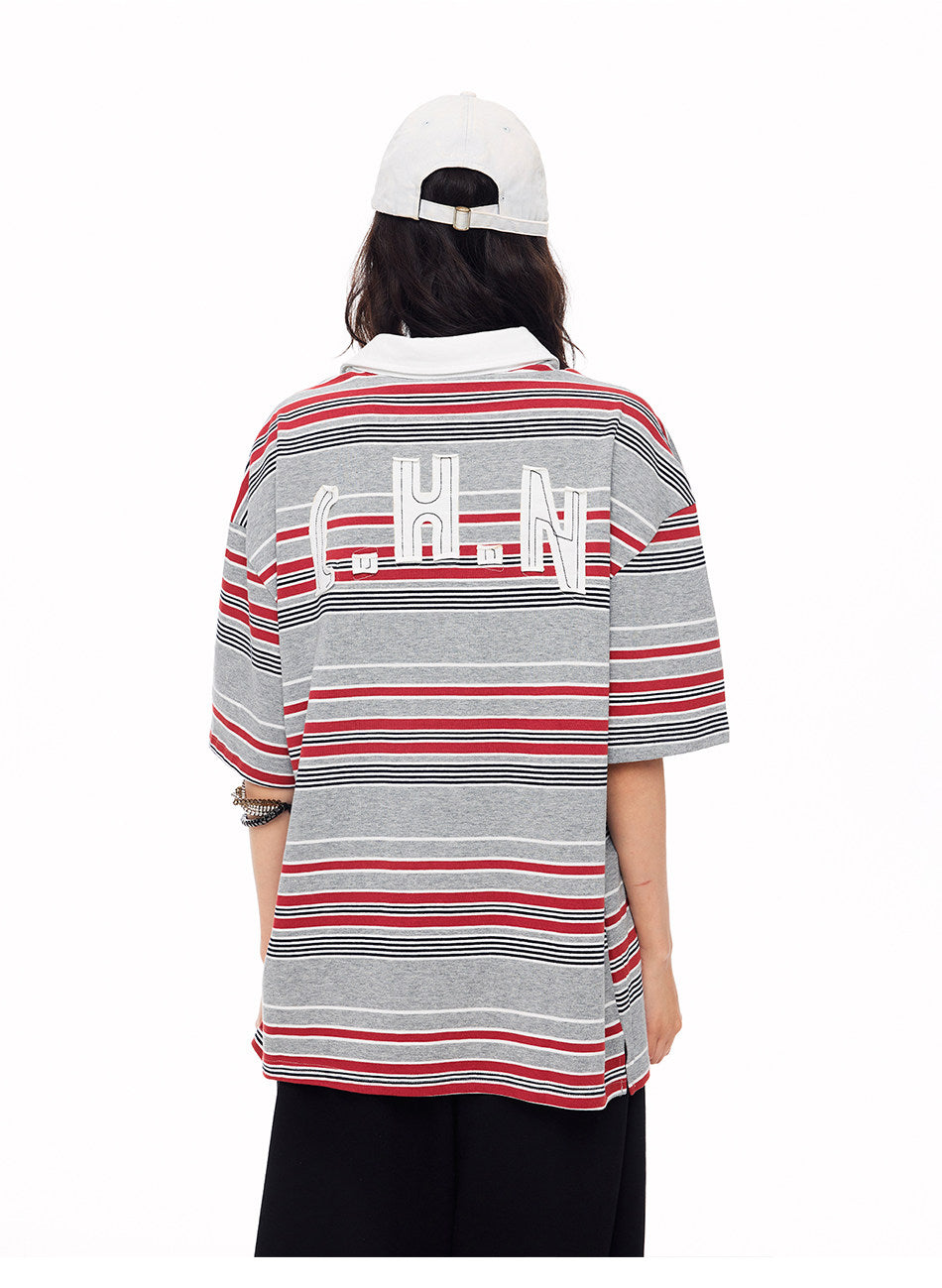 Contrast-Striped Polo Shirt