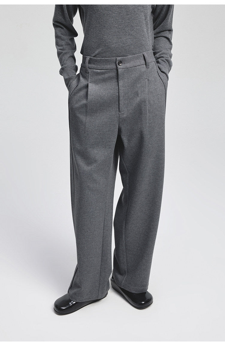 Cotton Blend Casual Straight-Leg Pants