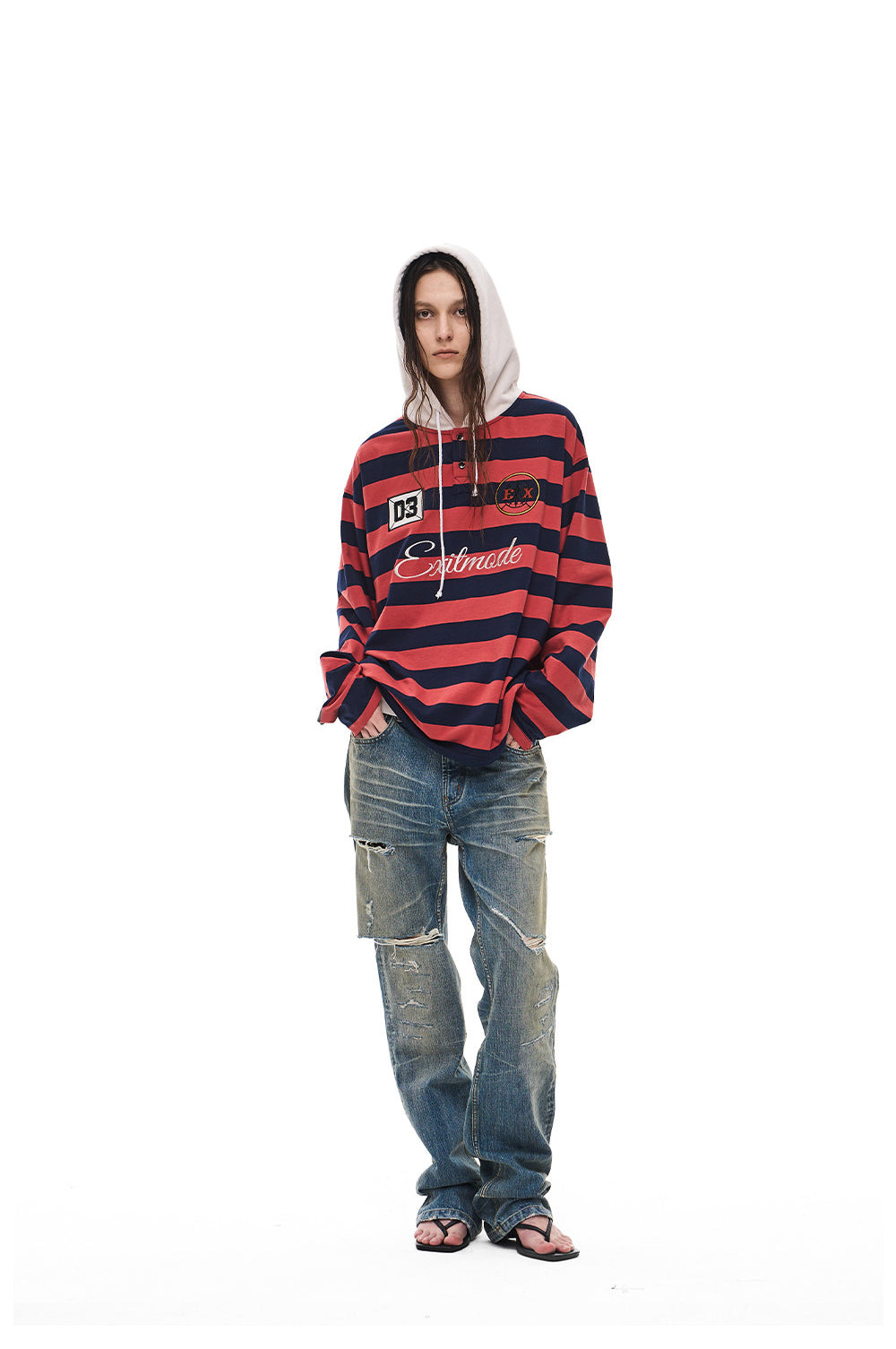 Casual Embroidered Hooded T-Shirt