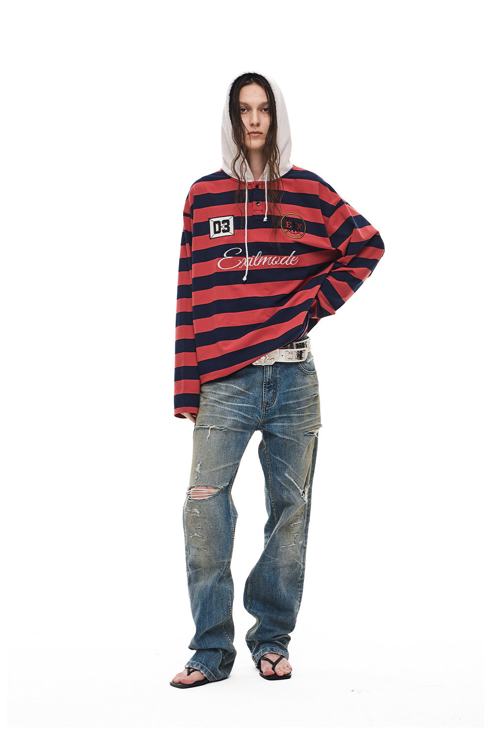 Casual Embroidered Hooded T-Shirt