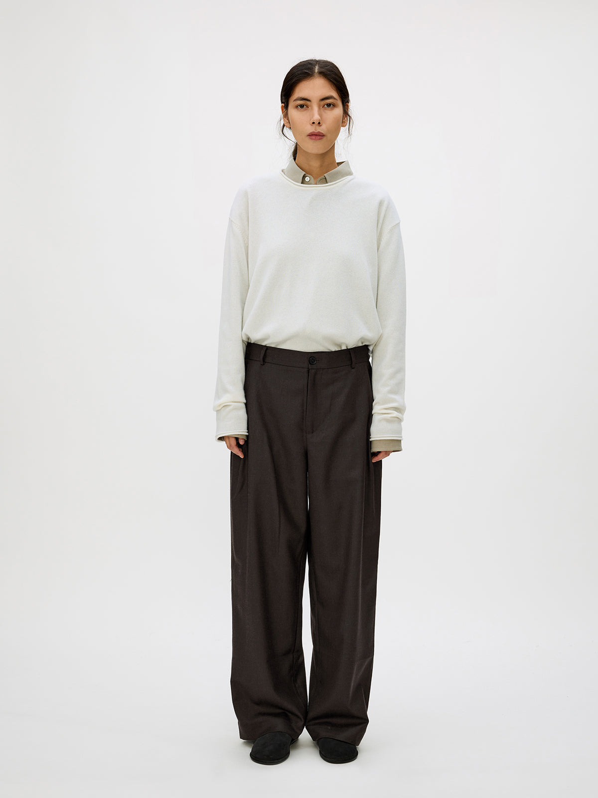 Straight-Leg Pleated Casual Pants