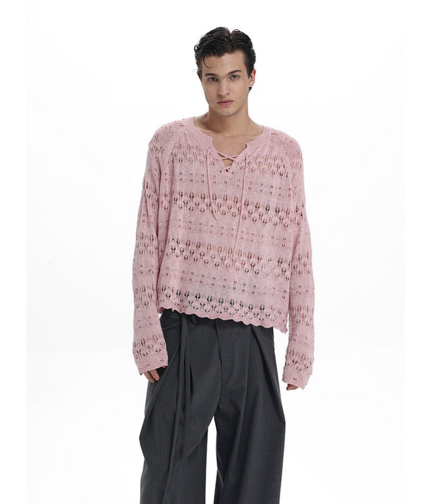 Lightweight Flyknit Tie-Up Sweater