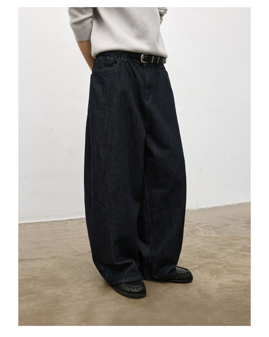 Wash-processed raw denim pants